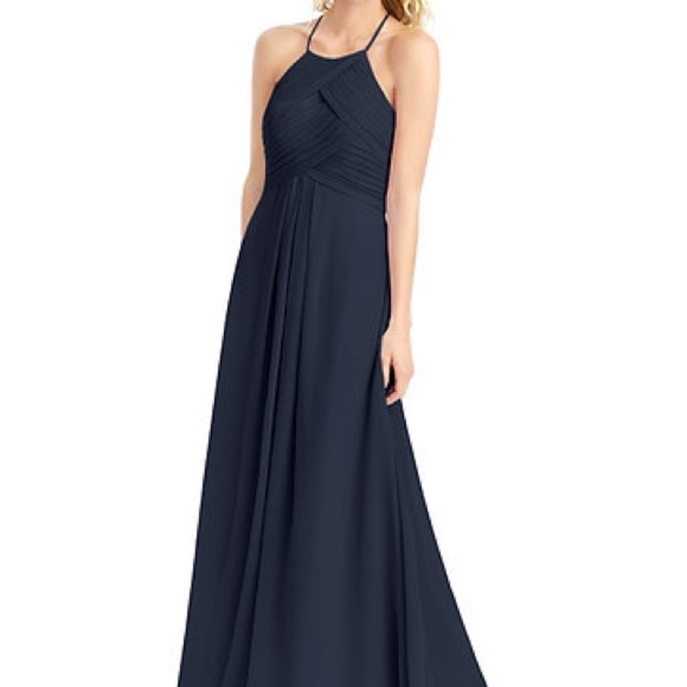Bill Levkoff 7001 Navy Bridesmaid Dress Size 10 - Picture 3 of 7